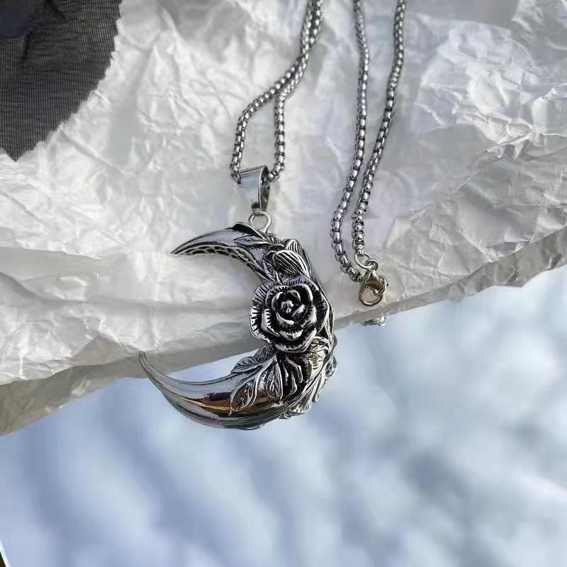 Модный ретро персонализированный креативный обернутый кулон Rose Moon, ожерелье с подвеской унисекс