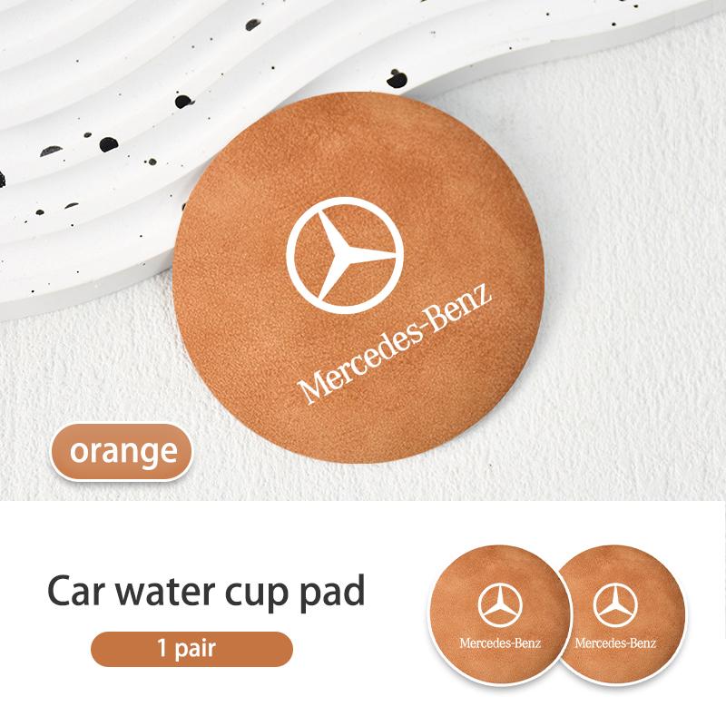 AAVM1 Suede Car Coaster Anti-slip Water Cup Heat Insulation Mat Decor For Mercedes Benz AMG A C E S G Class W201 W210 W108 W204 W205