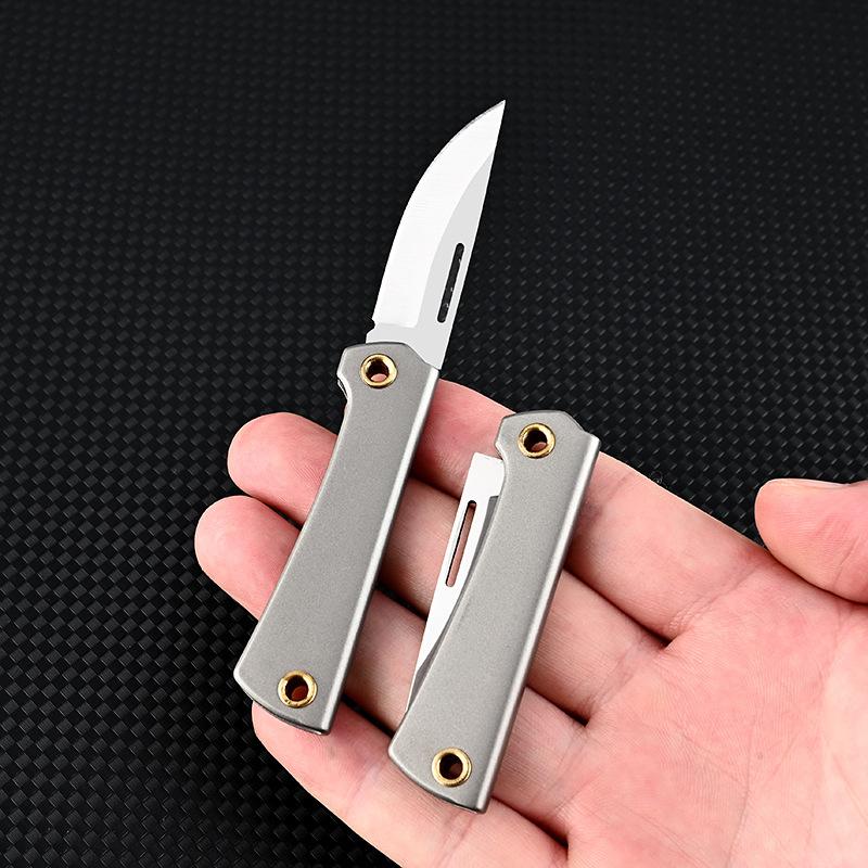 Titanium Alloy Outdoor Portable Mini Folding Fruit Knife D2 Steel Sharp Blade Survial Keychain Pocket Knife For Camping EDC