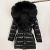 2025 Women's Shiny Coat: Fox Fur Collar, Thickened Long Down Jacket
