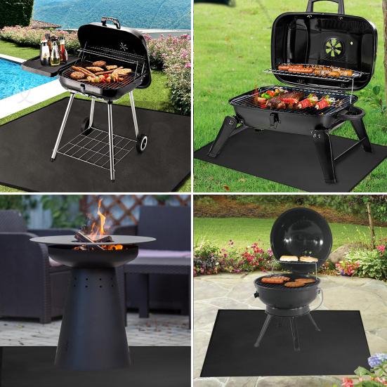 122/152/182x100CM BBQ Grill Fireproof Mat Heat Resistant Flame Retardant Anti-slip Deck Patio Outdoor Grass Lawn Floor Protection Rug Hearth Pad