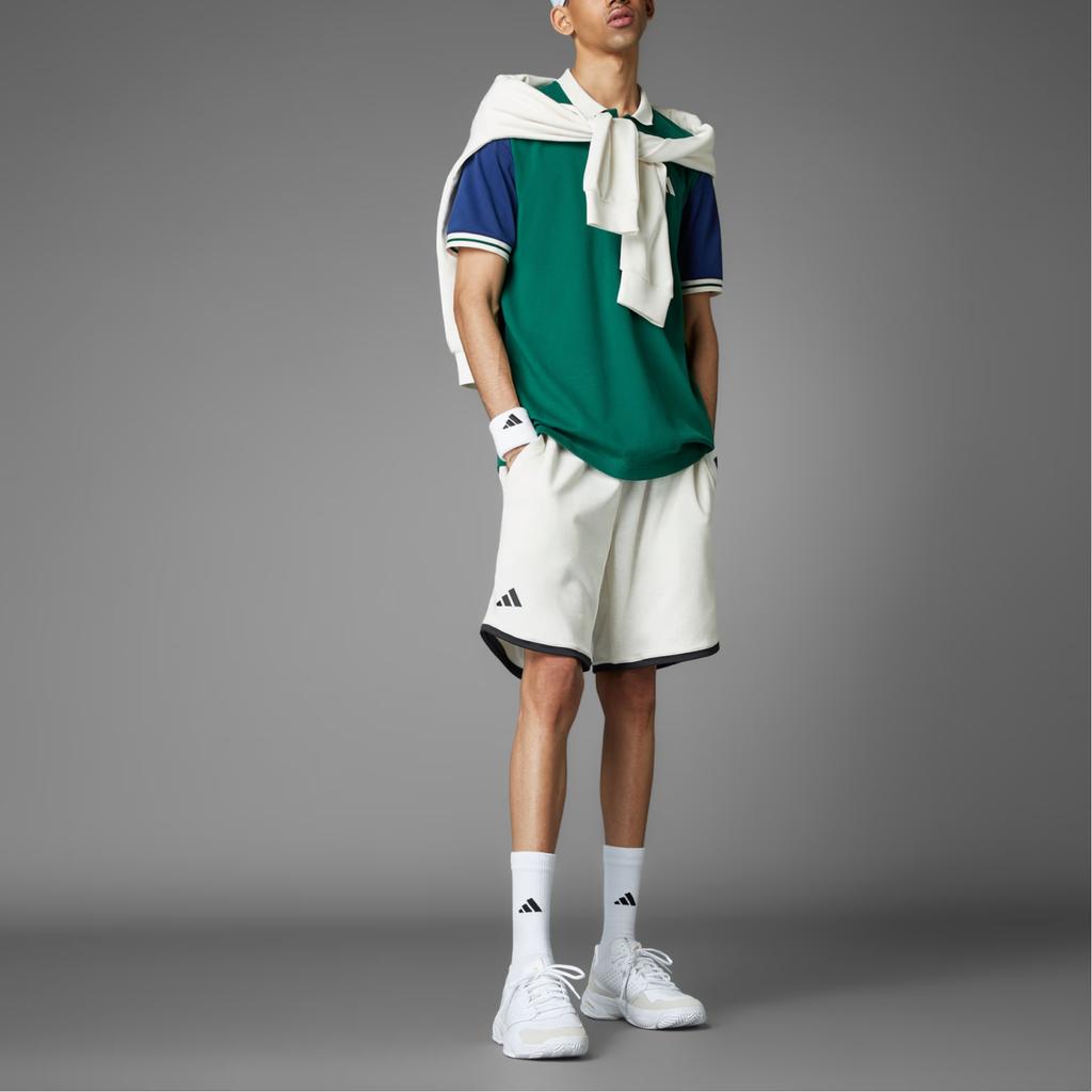 adidas Теннисное наследие Логотип Влагоотводящий пуловер Модная футболка поло с коротким рукавом Мужские рубашки поло Университетский зеленый JC6745