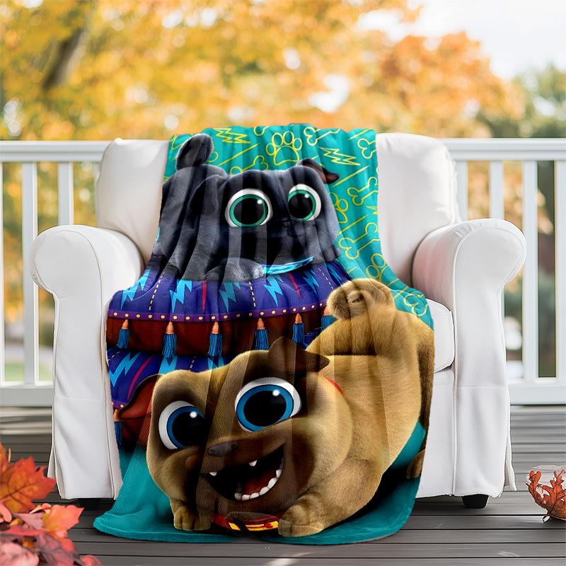 1pc Puppy Dog Pals Theme Blanket - Digital Print, Polyester, Cozy for All Seasons, Perfect for Outdoor, and Travel