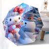 Hello Kitty,Snowman Automatic Umbrella-Foldable, Durable 8-Bone Design, Compact and Stylish, Great for Camping, Halloween, Christmas, Mother