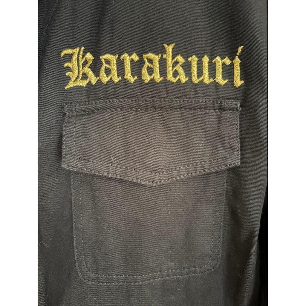 Used Beautiful condition, Karaku-Tamashii, one-piece overalls, Fujin Raijin embroidery, black, M