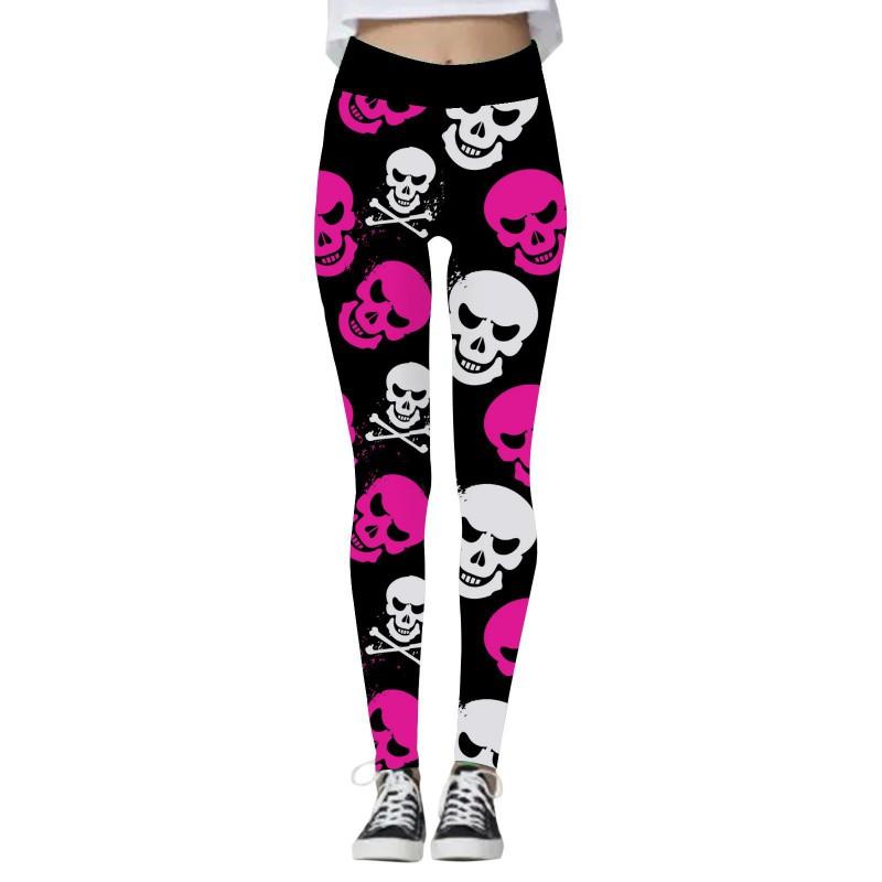 Halloween Womens Yoga Pants 3D Print Pumpkin Skeleton Slim Fit Stretch Workout Leggings
