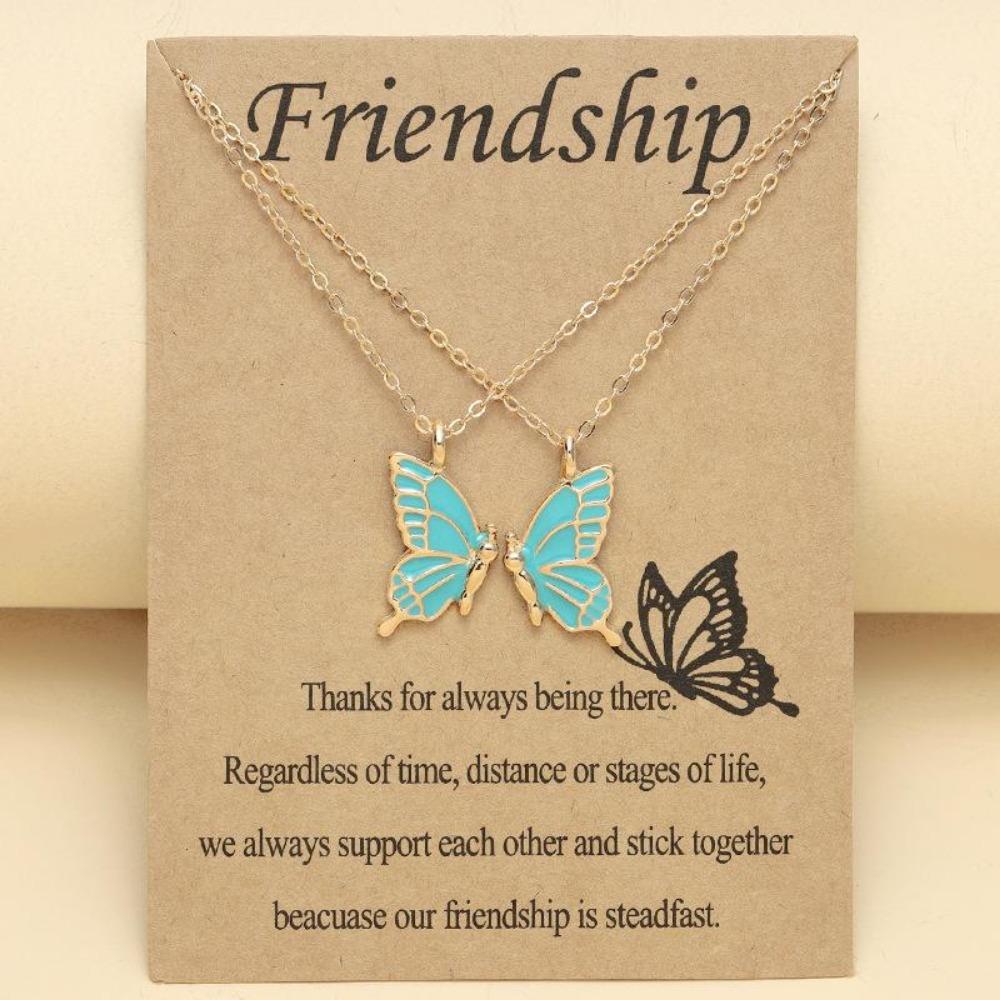 Butterfly Clavicle Chain Necklace Ladies Exquisite Double Layer Clavicle Chain Necklace Jewelry Friendship Card for Friend Ladies Gift