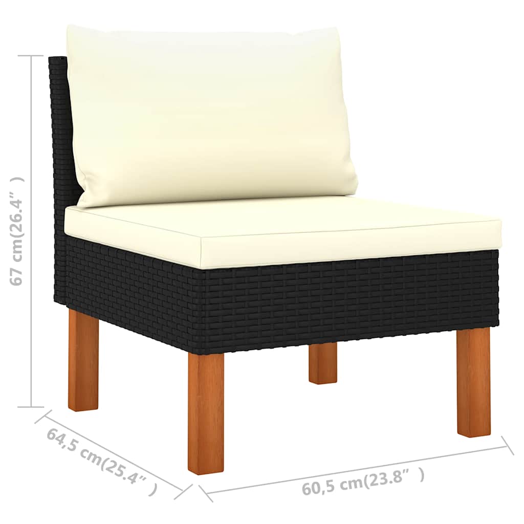 6 Piece Garden Lounge Set Poly Rattan & Eucalyptus Wood Black