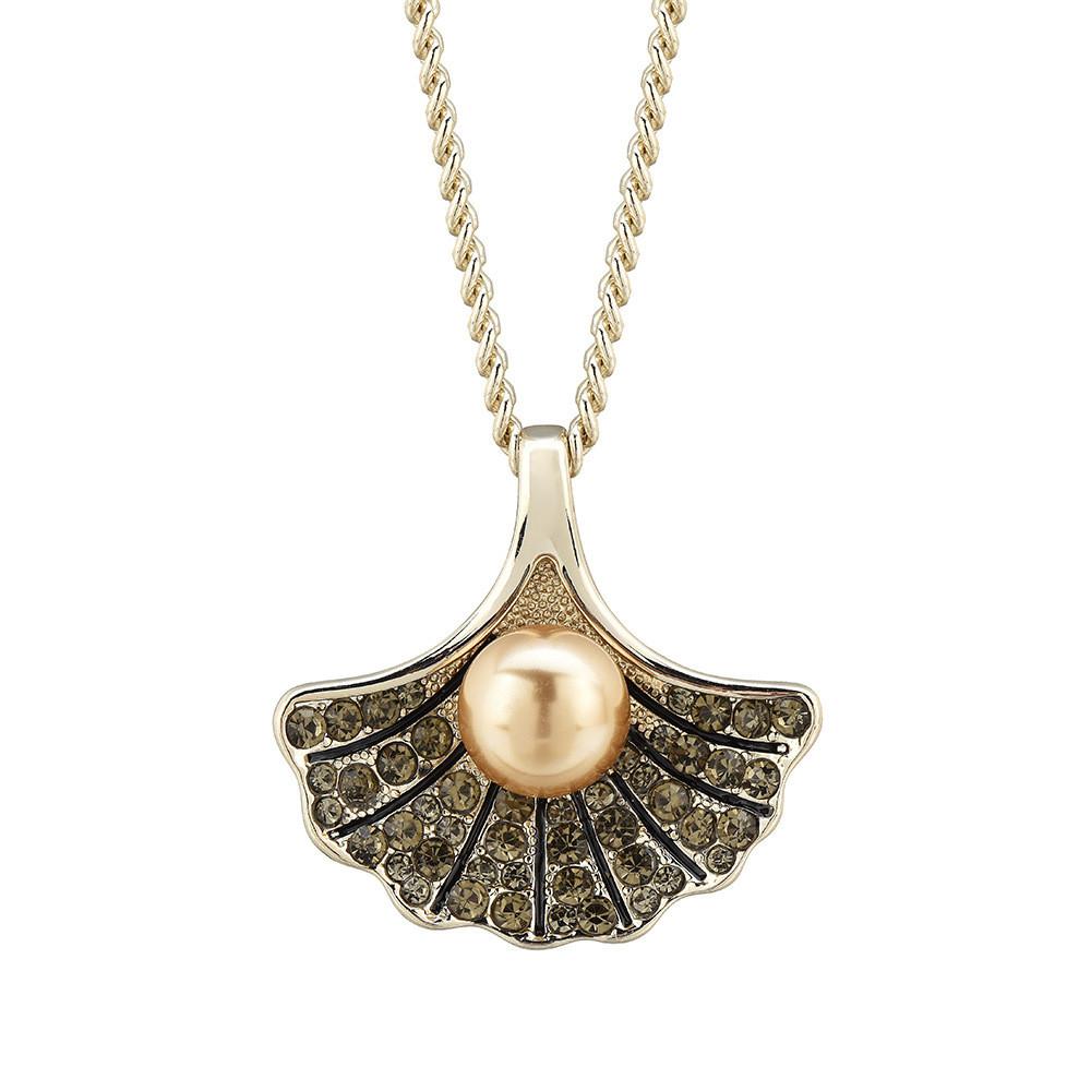 Шикарное колье-капля с жемчугом скаллоп модного кофейно-золотого цвета для трендовых женщин