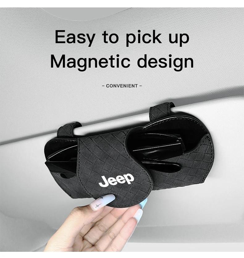 1Pc Easy Install Suede Car Sunglasses Holder Clip for Jeep Renegade Wrangler JK Grand Cherokee Compass Patriot Auto Accessories