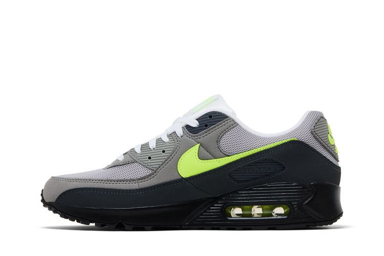 Мужские кроссовки Nike Air Max 90 Неоновый Черный/Неоновый Желтый/Антрацитовый/Светло-Серый/Жемчужно-Серый/Белый