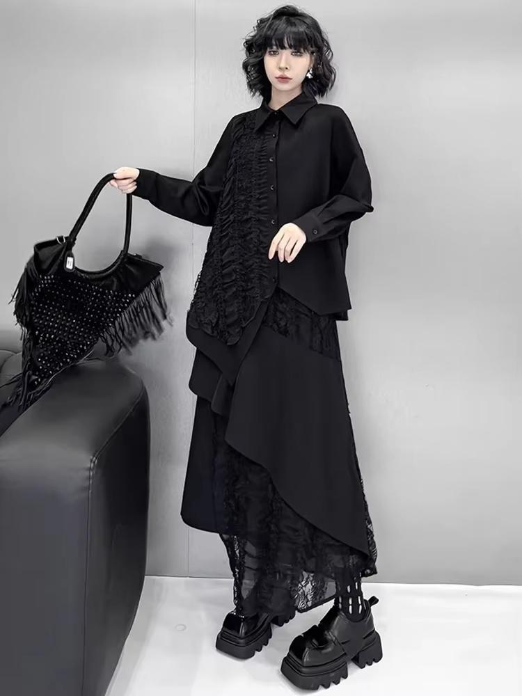 Xitao Плиссированный кружевной пэчворк нерегулярный комплект GMM1345