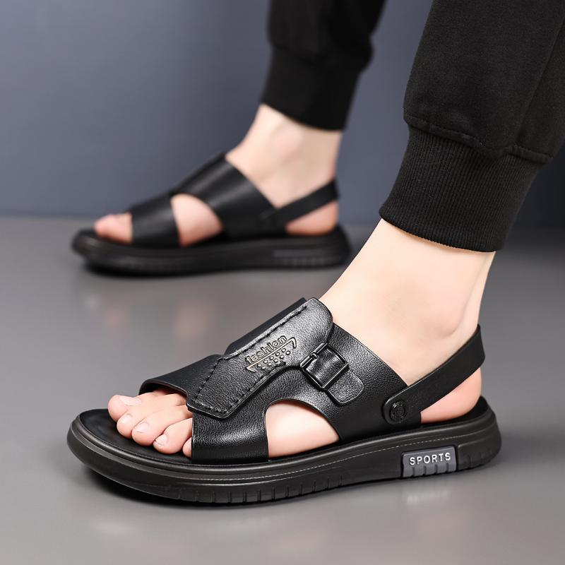 FashionGenuine Leather Sandals for Men Outdoor Beach Flats Breathable Casual Normal Casual Anti Slip Designer Replica Summer Sandals