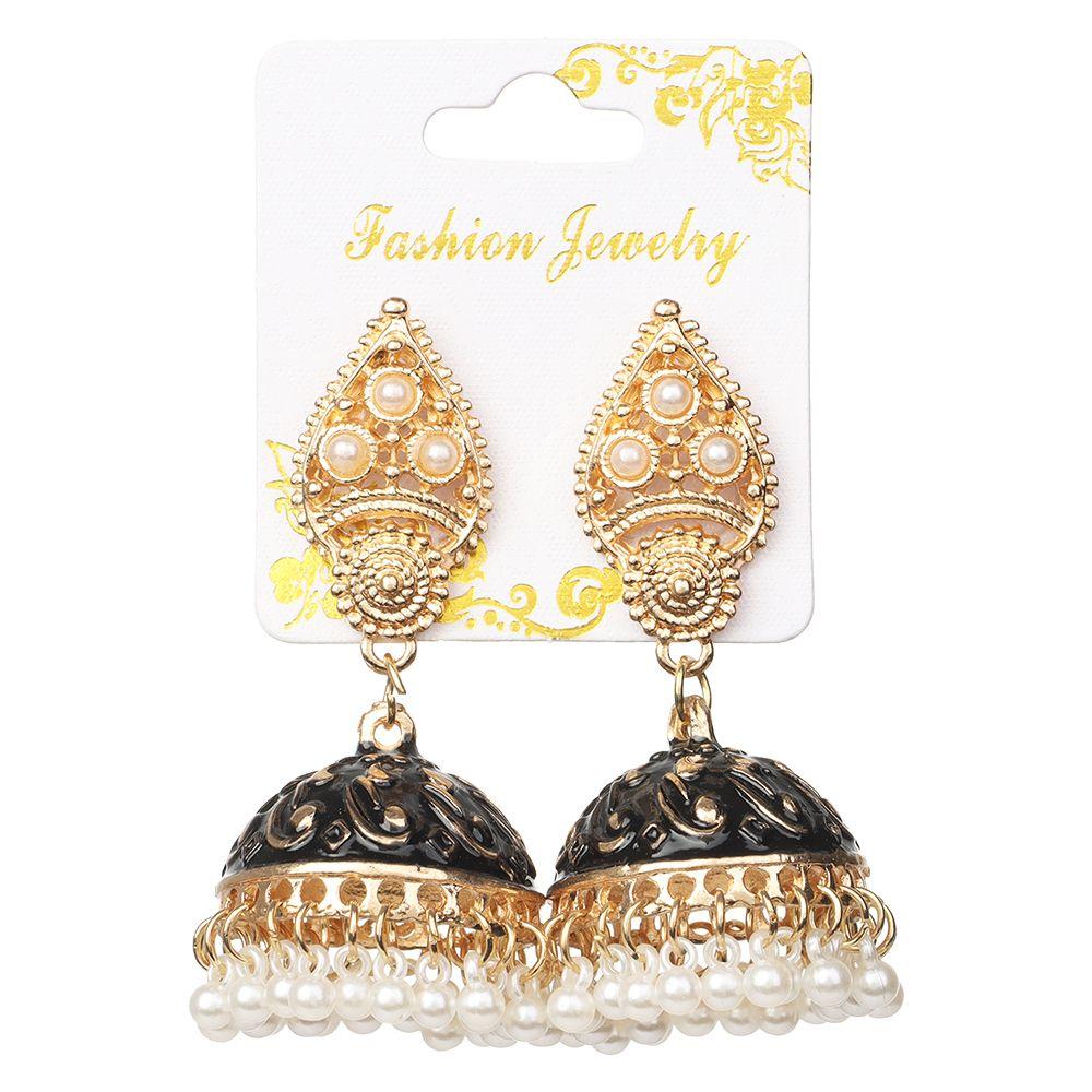 Серьги в дворцовом стиле с кисточкой, цыганские серьги в индийском стиле Jhumka, жемчужные бусины в форме цветка-колокола