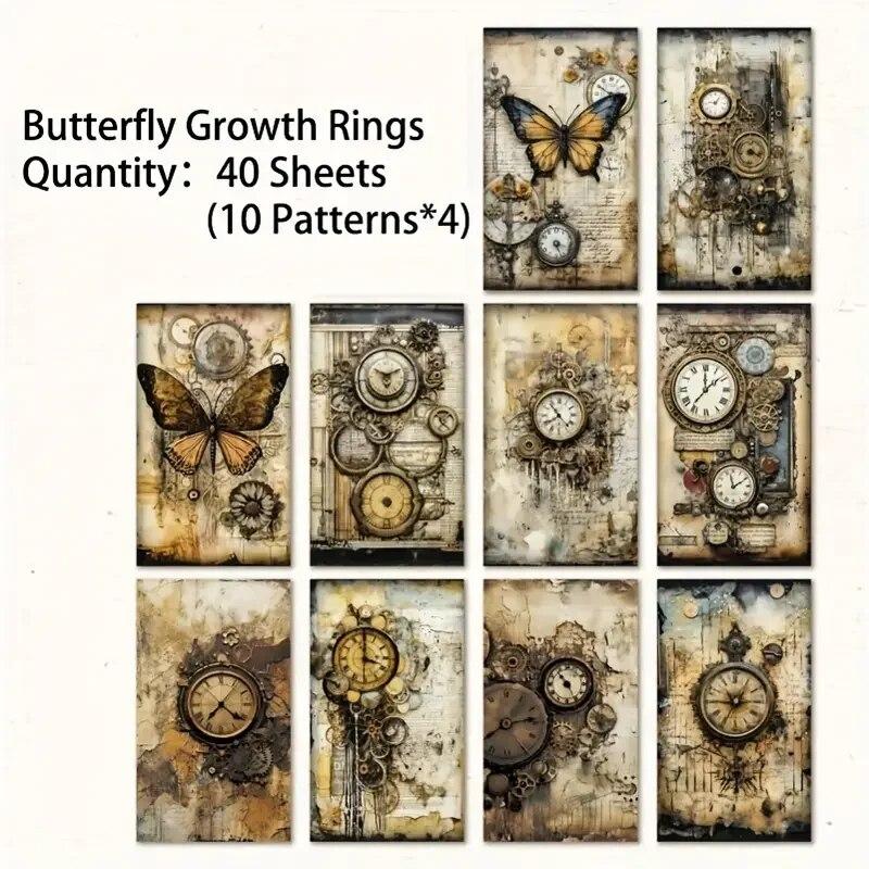 40 PCs Vintage Material Paper Decorative Scrapbooking Diary Album Craft Background Paper DIY Junk Journal Supplies