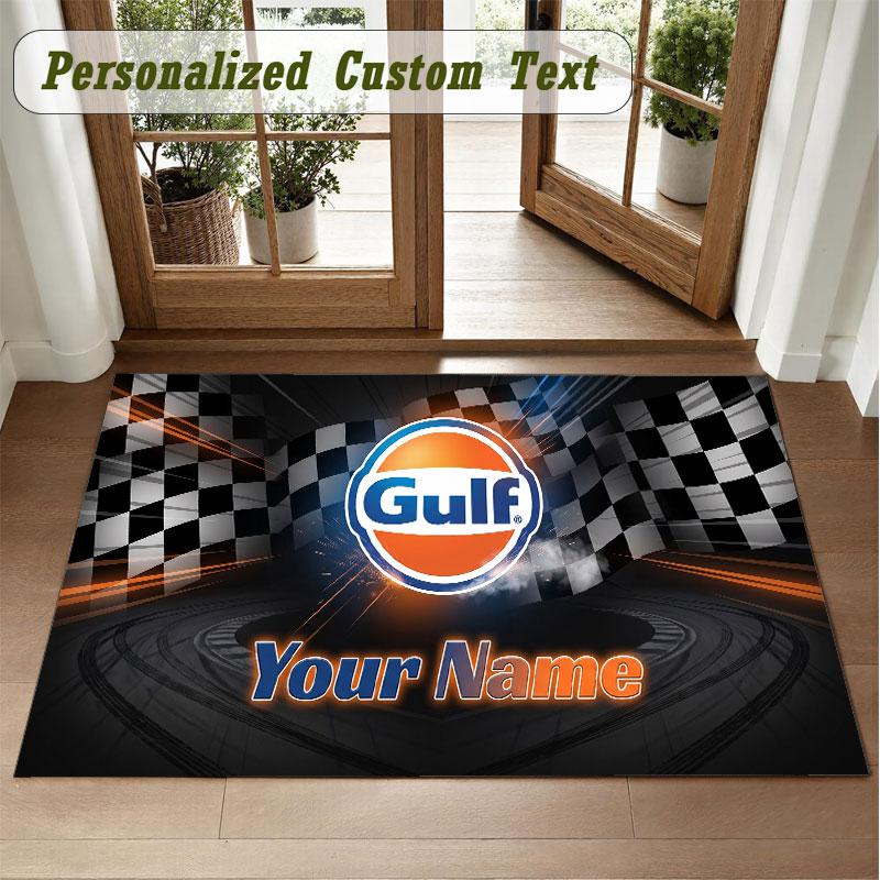 Crystal Velvet Square Rug Custom NameGulf Pattern Non Slip Home Floor Decor Rug