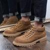 New Men High Top Boots Autumn Winter Leather Casual Shoe for Men Non-Slip Outdoor British Style Platform Fashion Hiking Sneakers