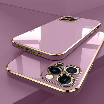 Мягкий силиконовый чехол для iPhone 15 14 11 12 13 Pro Max Mini Plus с классическим покрытием, однотонный гальванический защитный чехол для объектива
