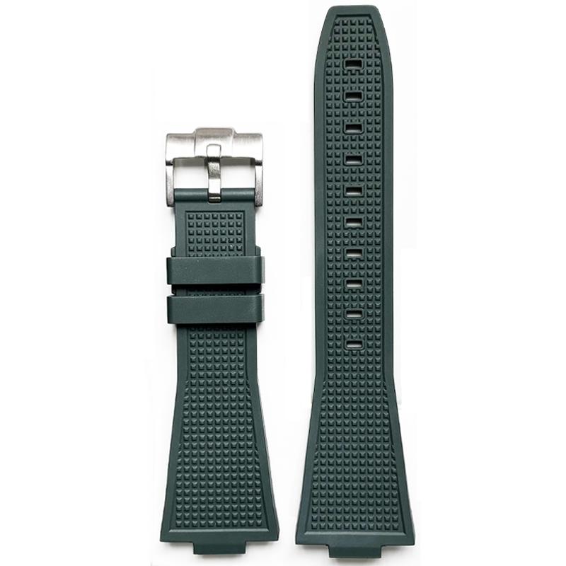 Ремешок из FKM для Tissot PRX Series T137.407/T137.410 Super Player 40 мм Выпуклый Фторкаучуковый Браслет для часов с Быстросъемным креплением 12 мм