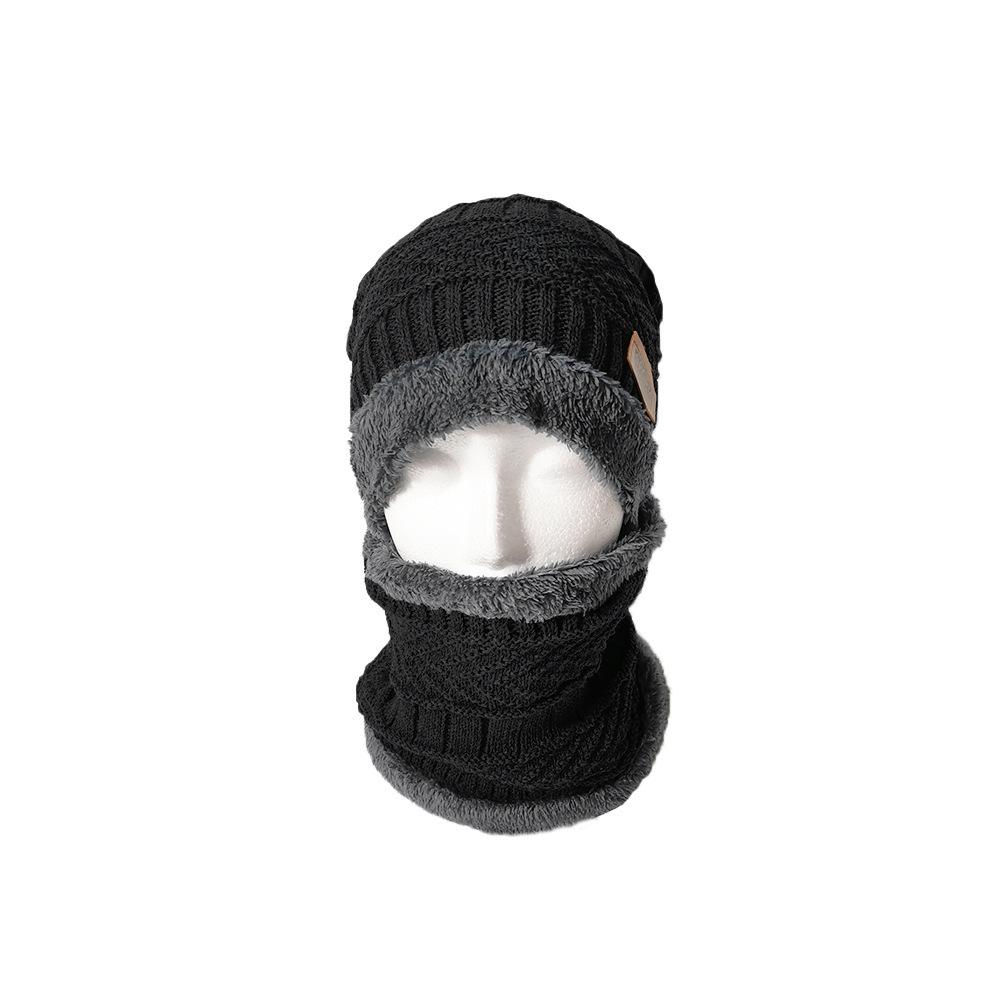 Hat Men's Autumn and Winter Wool Knitted Pullover Hat Fleece Thickened Hat Scarf Two-piece Knitted Hat