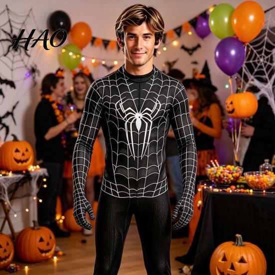 Character Fancy Dress Spider Hero Full Bodysuit with Mask, Coverage Zentai Costume for Halloween Party Outfit Kids Adults, Stretchy Cosplay Masquerade