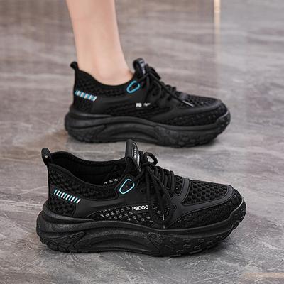 Летняя женская обувь новая дышащая сетчатая обувь с полым верхом детская корейская версия универсальная обувь на платформе спортивная обувь для повседневной ходьбы кроссовки для бега папины кроссовки