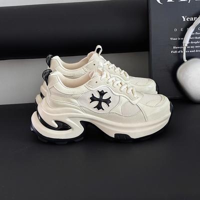 Оригинальные кроссовки на массивной подошве с крестообразным узором, увеличивающие рост, летняя новинка 2025 года, женская одежда, повседневная дышащая обувь