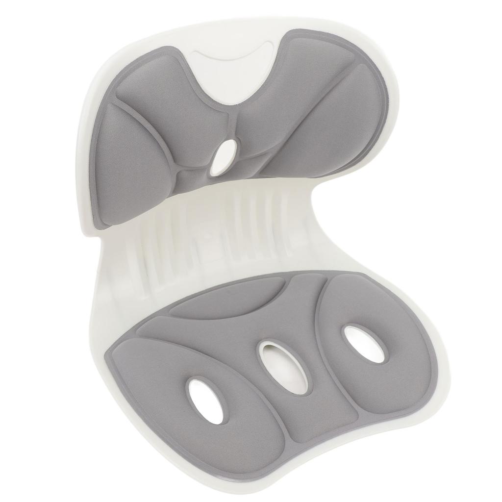 Back and Lumbar Support Breathable Fabric Petal Shaped Office Chair Seating Cushion Gray