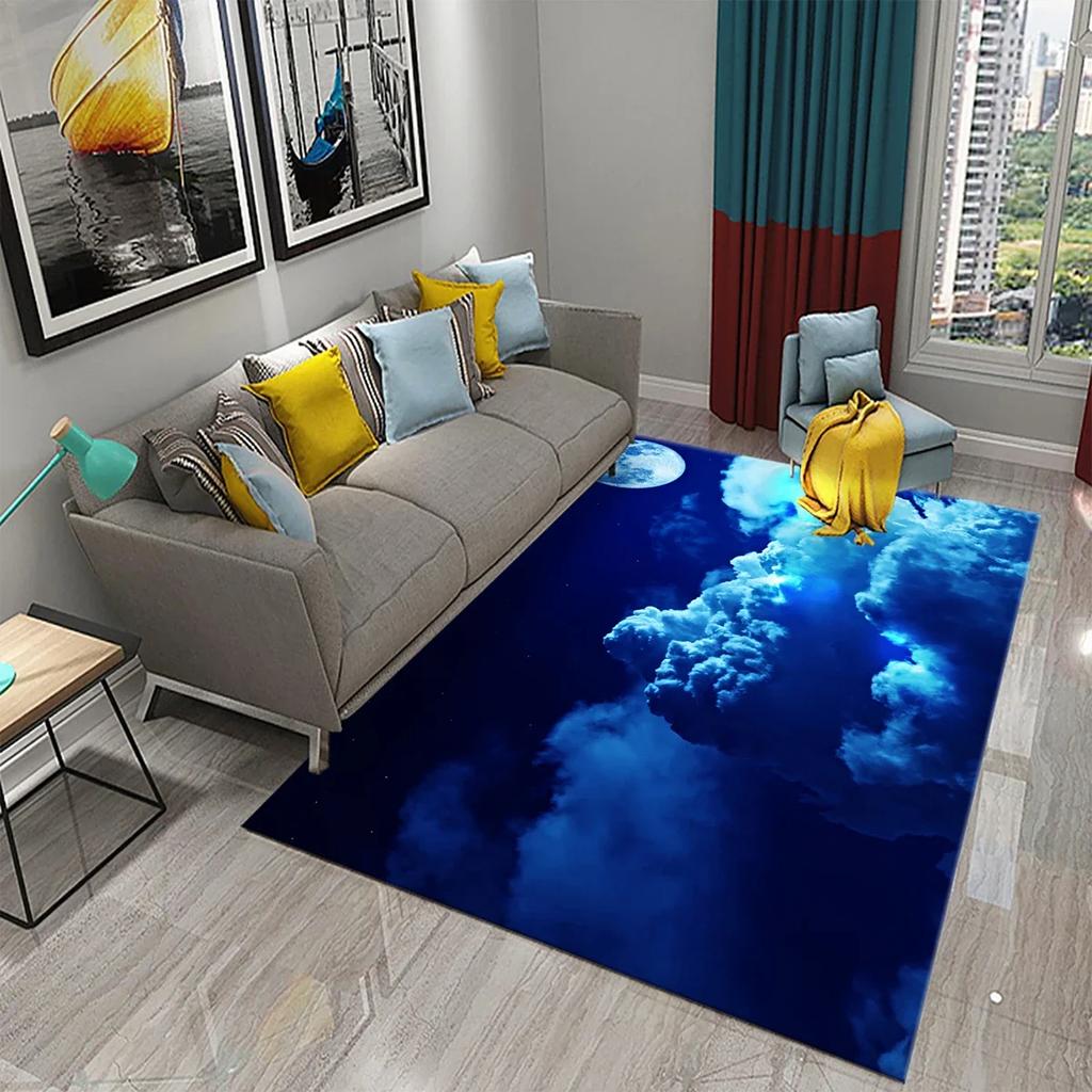 3D Moon Carpet Flower View Mat for Kitchen Bathroom Toilet Non-slip Carpet Living Room Sofa Floor Carpet Home Bedroom Decor Rug