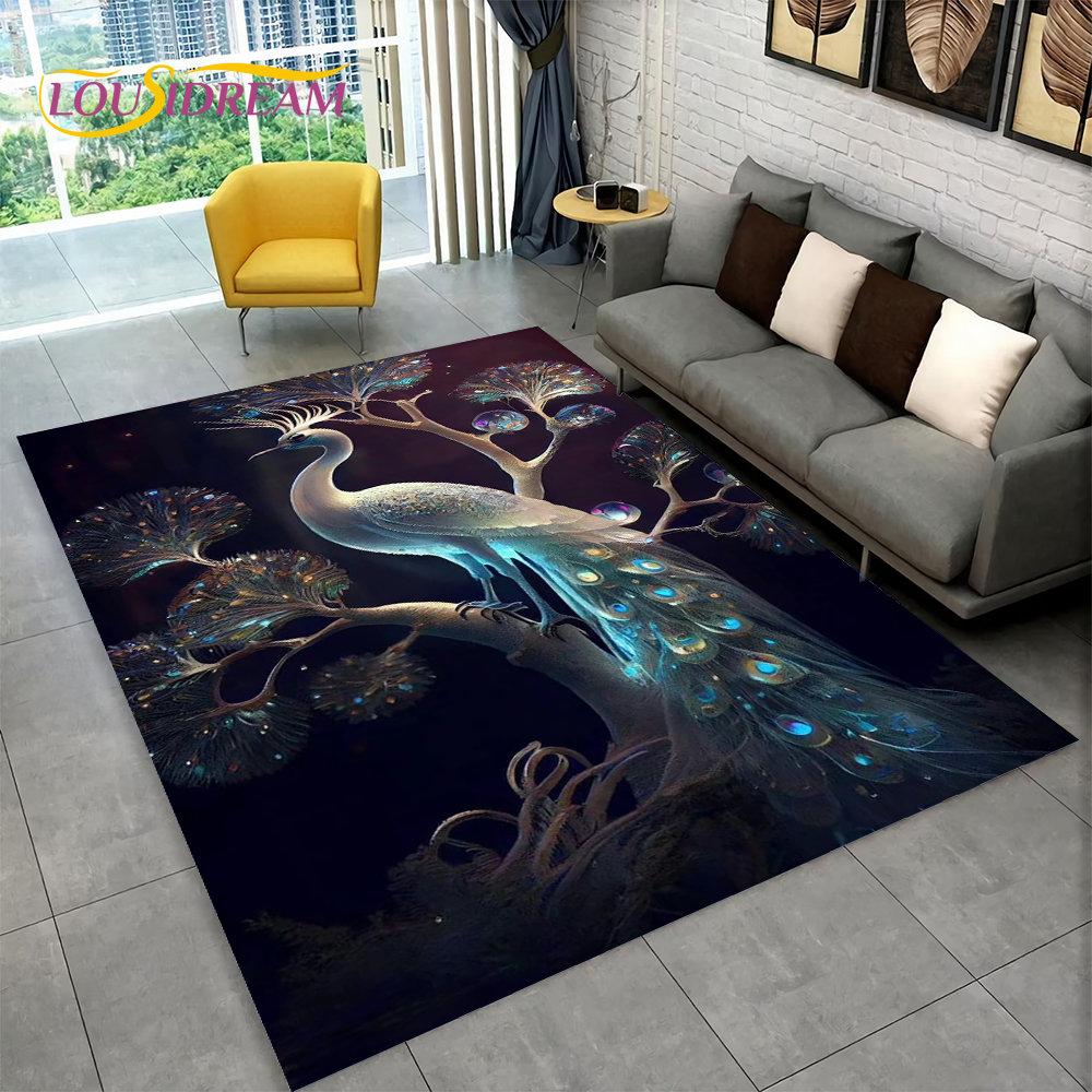 3D изысканный коврик с изображением павлина, коврик для дома, гостиной, спальни, дивана, коврик для кухни, украшение для кухни, нескользящие коврики