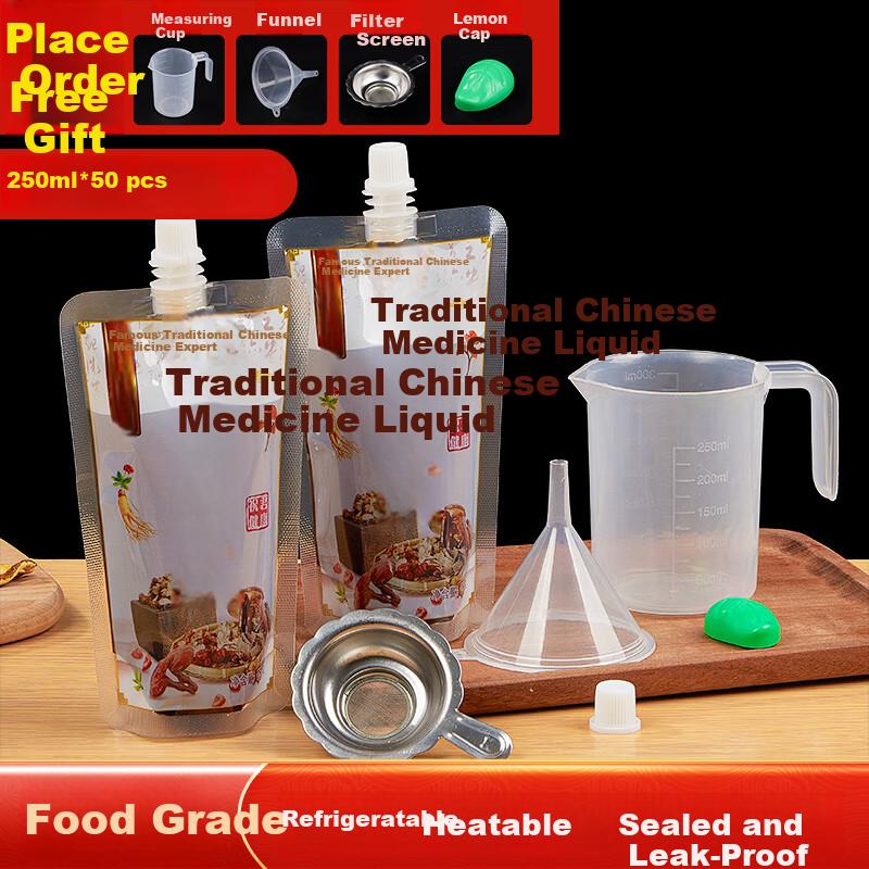 Traditional Chinese Medicine Sachet 250ml*50pcs Herbal Liquid Sealed Packaging Bags Heat-Resistant Medicine Bags