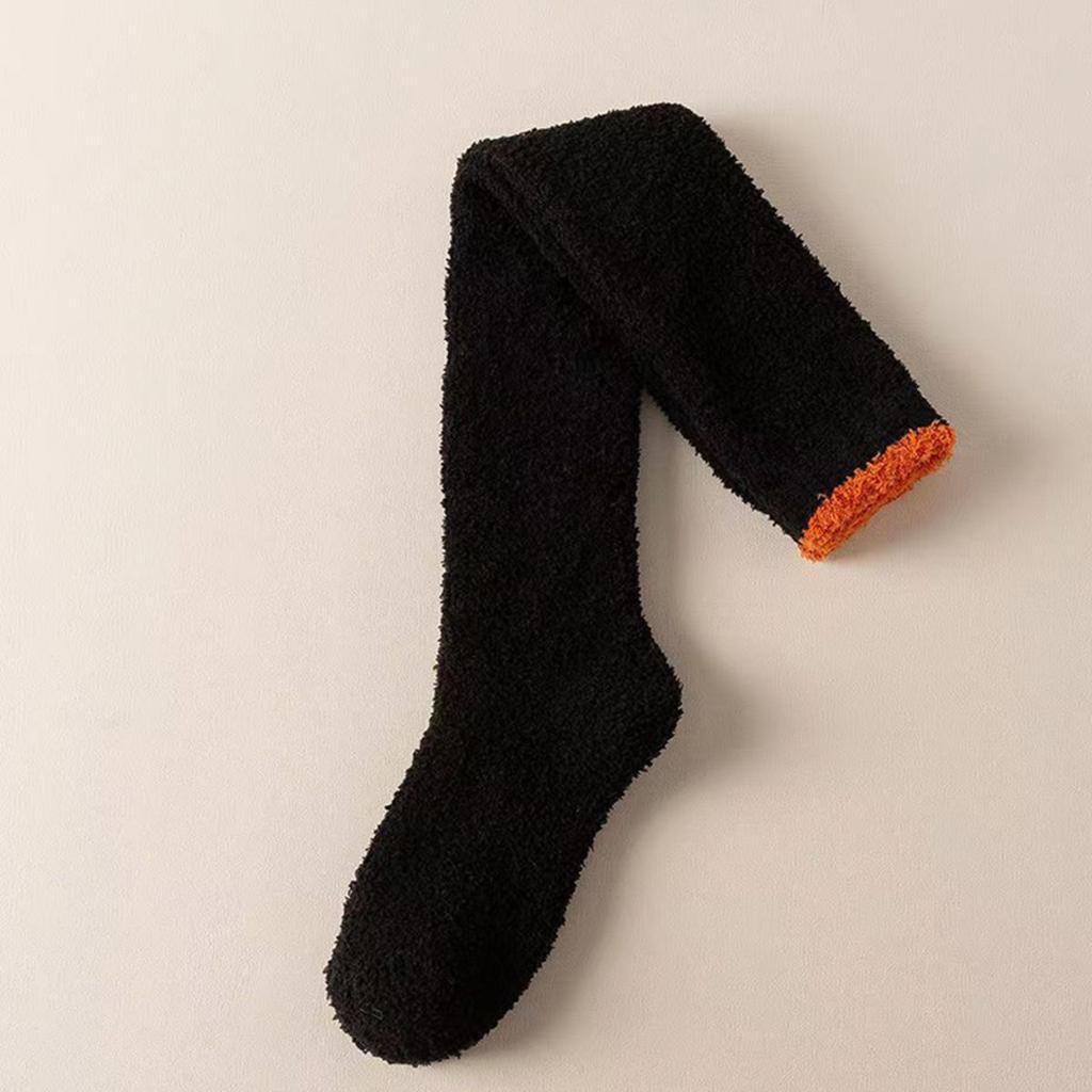 1 пара женских теплых плюшевых чулок до бедра, зимние чулки выше колена из кораллового флиса, длинные носки для дома, сна, пола, однотонные