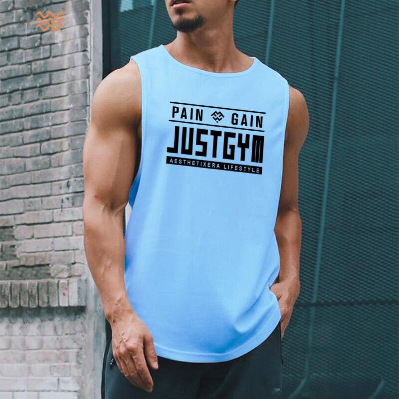 Muscleguys Sweat-absorbing and Breathable American Fashion Brand Printing Summer Fitness Vest Men's Sports Sleeveless T-shirt