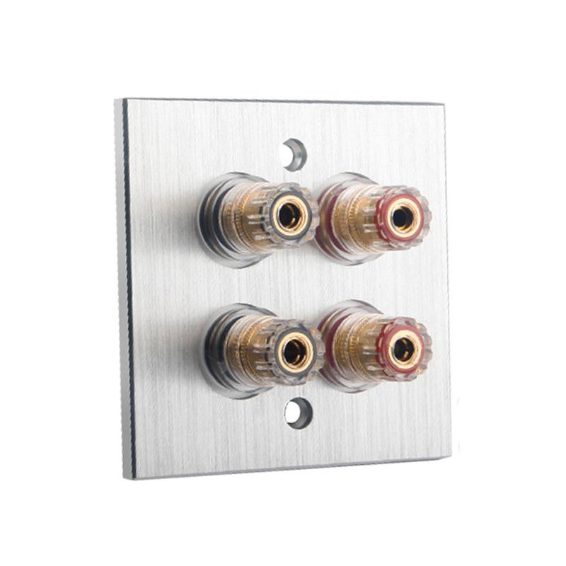 86 Type Aluminum Alloy Banana Wall Plate Gold Plated Speaker Binding Post Connector for HiFi Home Theater Audio System Speaker Wiring Connection