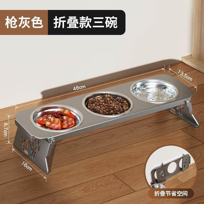 Foldable Stainless Steel Cats Feeder Anti-spill Multi-combination Pet Bowl Protect Neck Dogs Food Drinking Bowl Pets Accessories