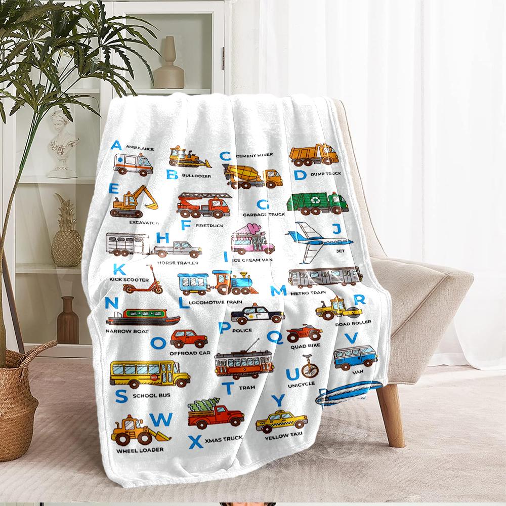 Cute Cars Theme Printed Blanket - Perfect for Couch, Bed, Travel & Outdoor Use | Machine Washable, Cozy & Durable.