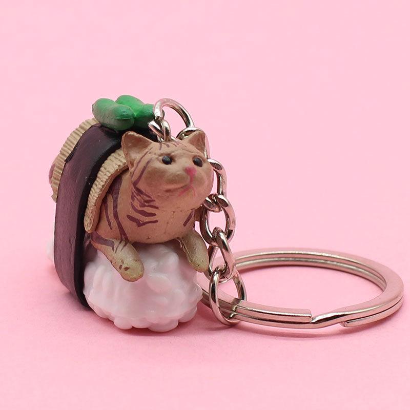 Creative Imitation Food Sushi Cat Keychain Cute Cartoon Animal Cat Doll Pendant Keyrings Jewelry Accessories Gift