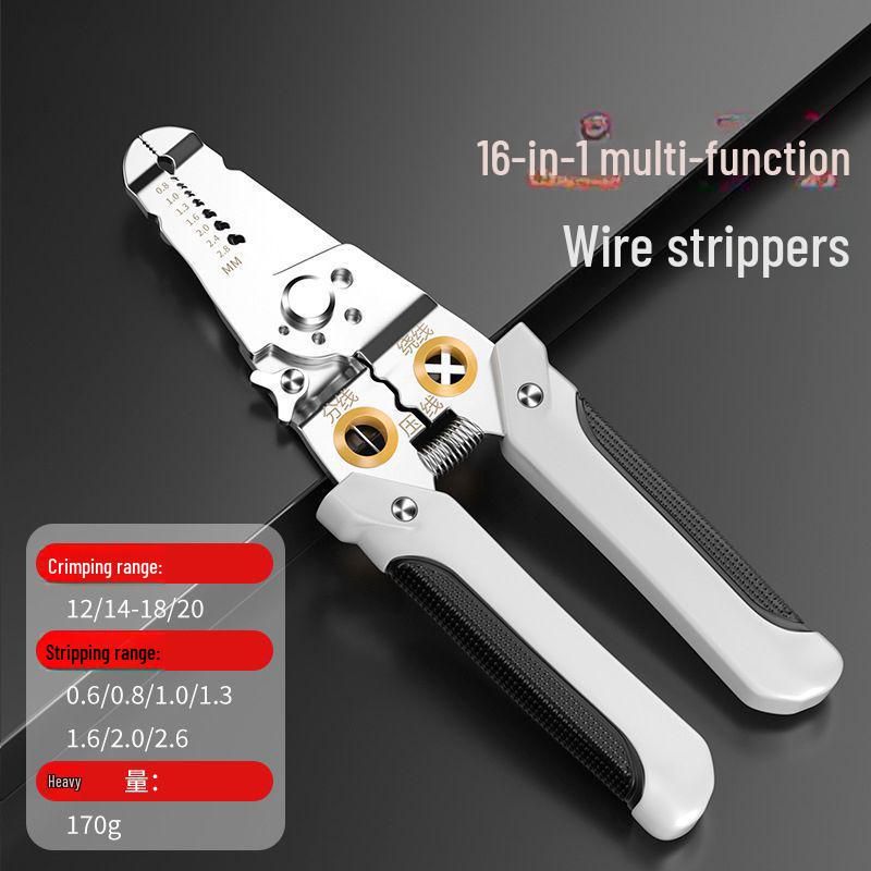 Multi-function Stainless Steel Wire Stripping Pliers - Manual Cable Crimping and Cutting Tool for Electricians