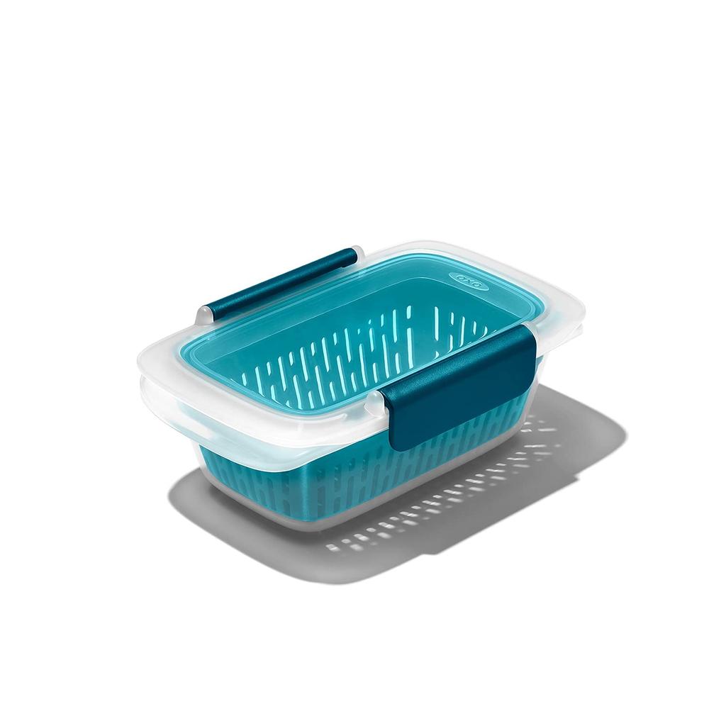 OXO Bento Box Storage Container Prep Go Container with Colander with Drainer Basket Microwave Safe & 0.4L