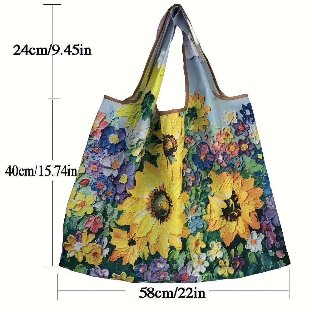 Модная картина маслом с цветочным узором Большая сумка Складная сумка через плечо большой емкости Сумка для покупок для мамы