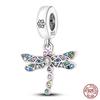 Genuine 925 Sterling Silver Colorful Butterfly Dragonfly Charms Beads Fit Fasion 925 Original Bracelets Fine Diy Jewelry Making