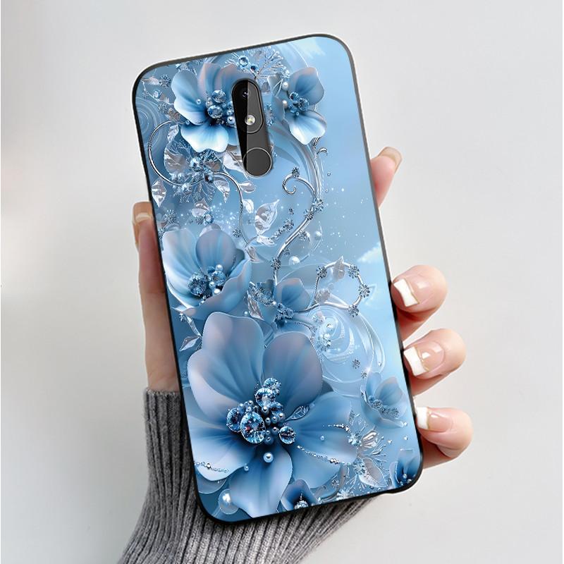 Printing Pattern Case For Nokia 3.2 / Nokia 3 / Nokia 3.1 Capa Coque Soft Silicone Black Shell Cover Cute Flower Cartoon Casing
