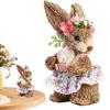 Straw Easter Bunny, Easter Rabbit Figurine Ornaments, Easter Bunny Statue, Easter Bunny Table Decorations, Standing Straw Figurine In Bunny Shape