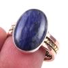 Двухцветное кольцо ручной работы из стерлингового серебра 925 пробы с натуральным драгоценным камнем содалитом, размер 9 l3w01
