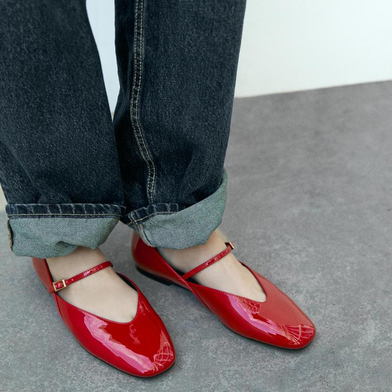 Women's Flat Shoes Spring New Square Head Shallow Mouth Word with Soft Sole Anti-slip Wear-resistant Single Shoes