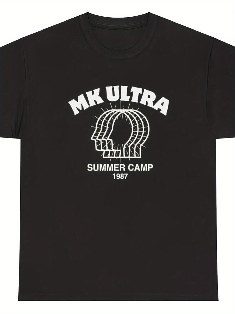 MK Ultra Summer Camp 1987 Graphic Tee - 100% Cotton, Casual Crew Neck T-Shirt