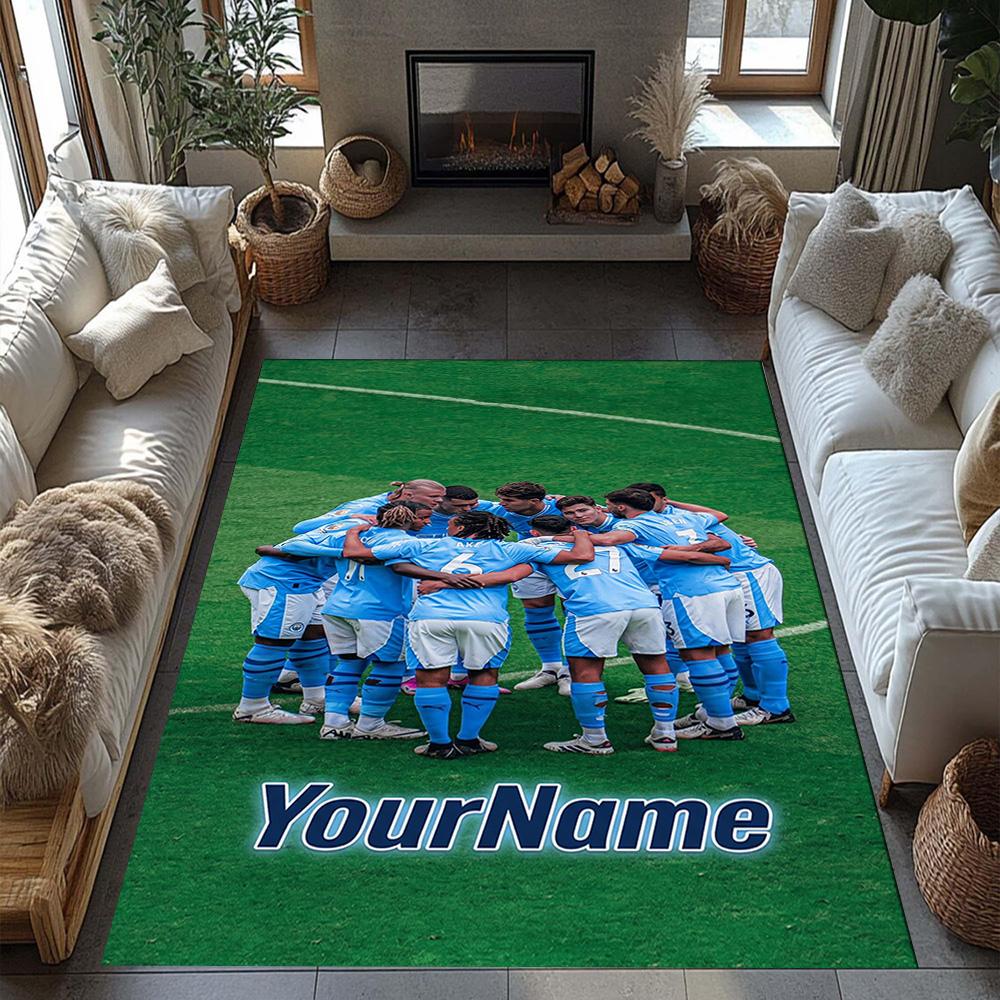 Manchester City Customize Text Floor Rug Office Rug Suitable for Playrooms Decorate room Living Rooms Game Room Anti-slip Rug Anime Office Decor