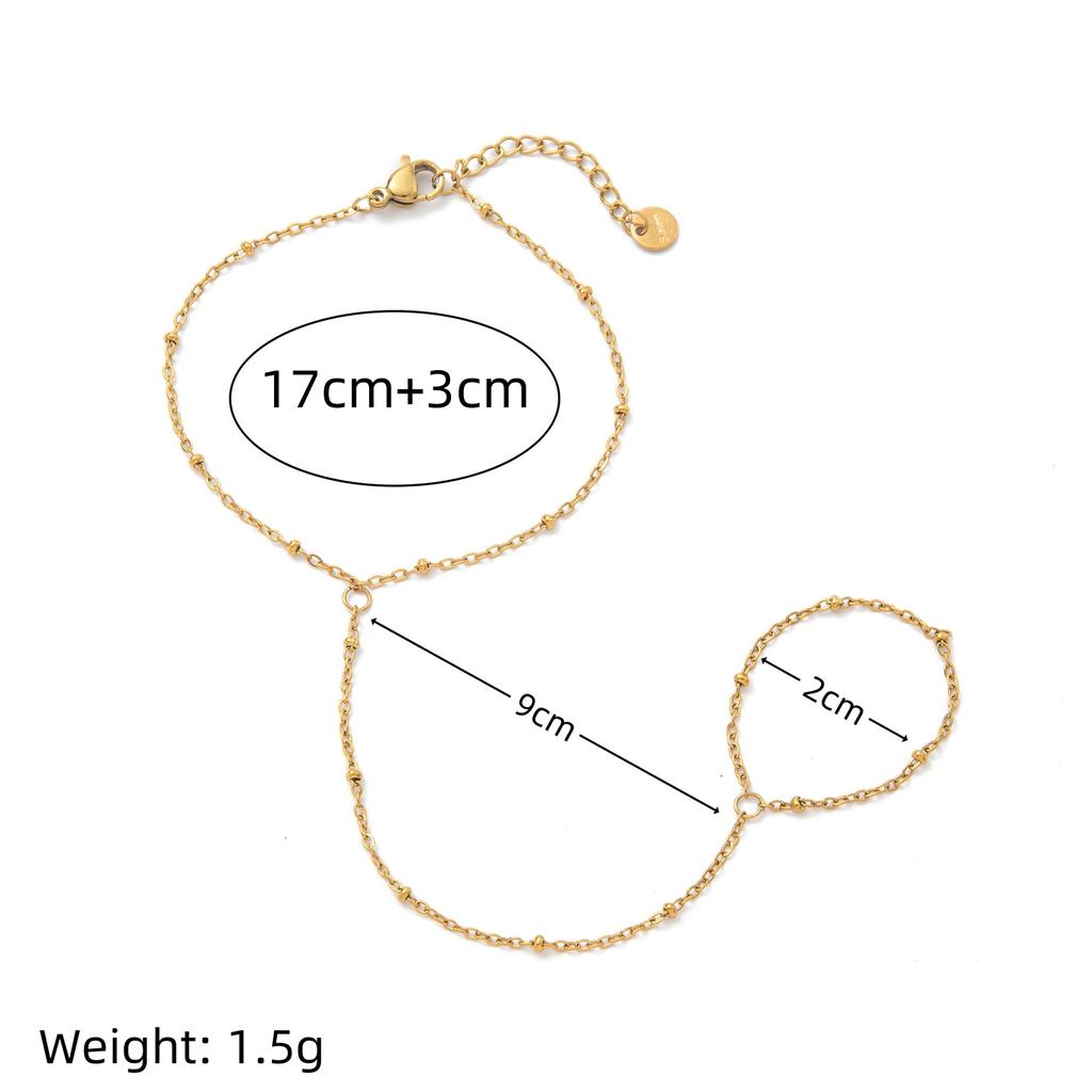Wind Titanium Steel 18K Gold-Plated With Diamond Small Disc Fashion Bracelet Color-Preserving Women'S Stainless Steel Finger Clip Bead Finger Chain