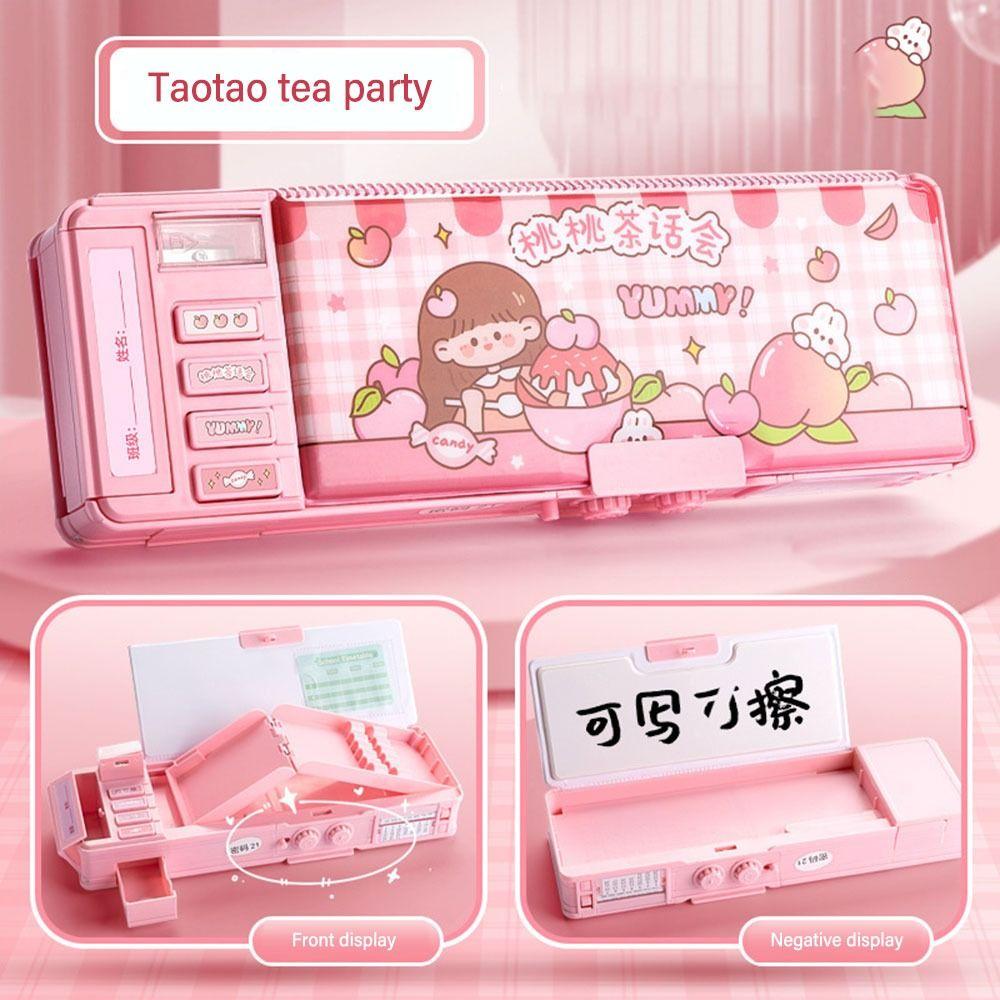 Double Layer Mechanism Pencil Box Astronaut Design Stationery Organizer Pencil Case  For Boys/Girls