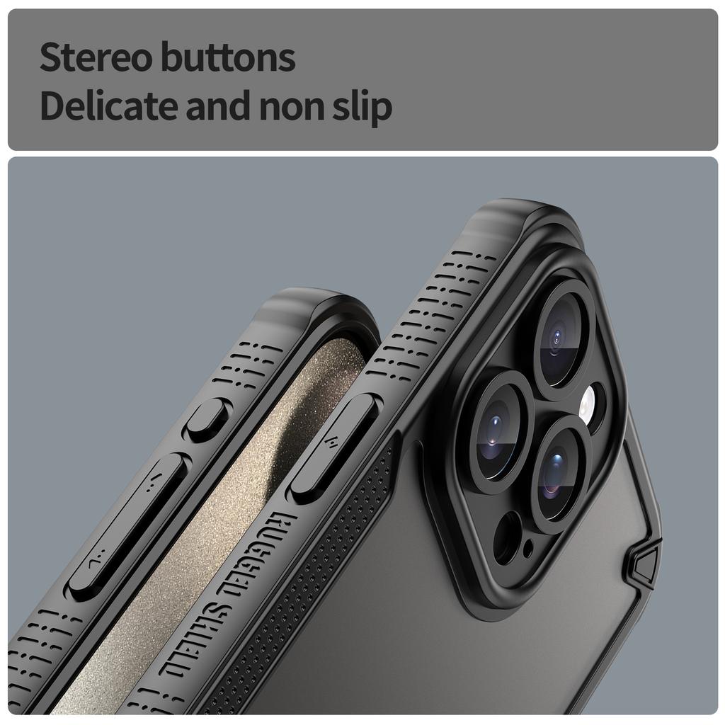 Серия Armor Чехол для iPhone 15 Pro PC+TPU Полупрозрачный Матовый Финиш Защитный Чехол для Телефона